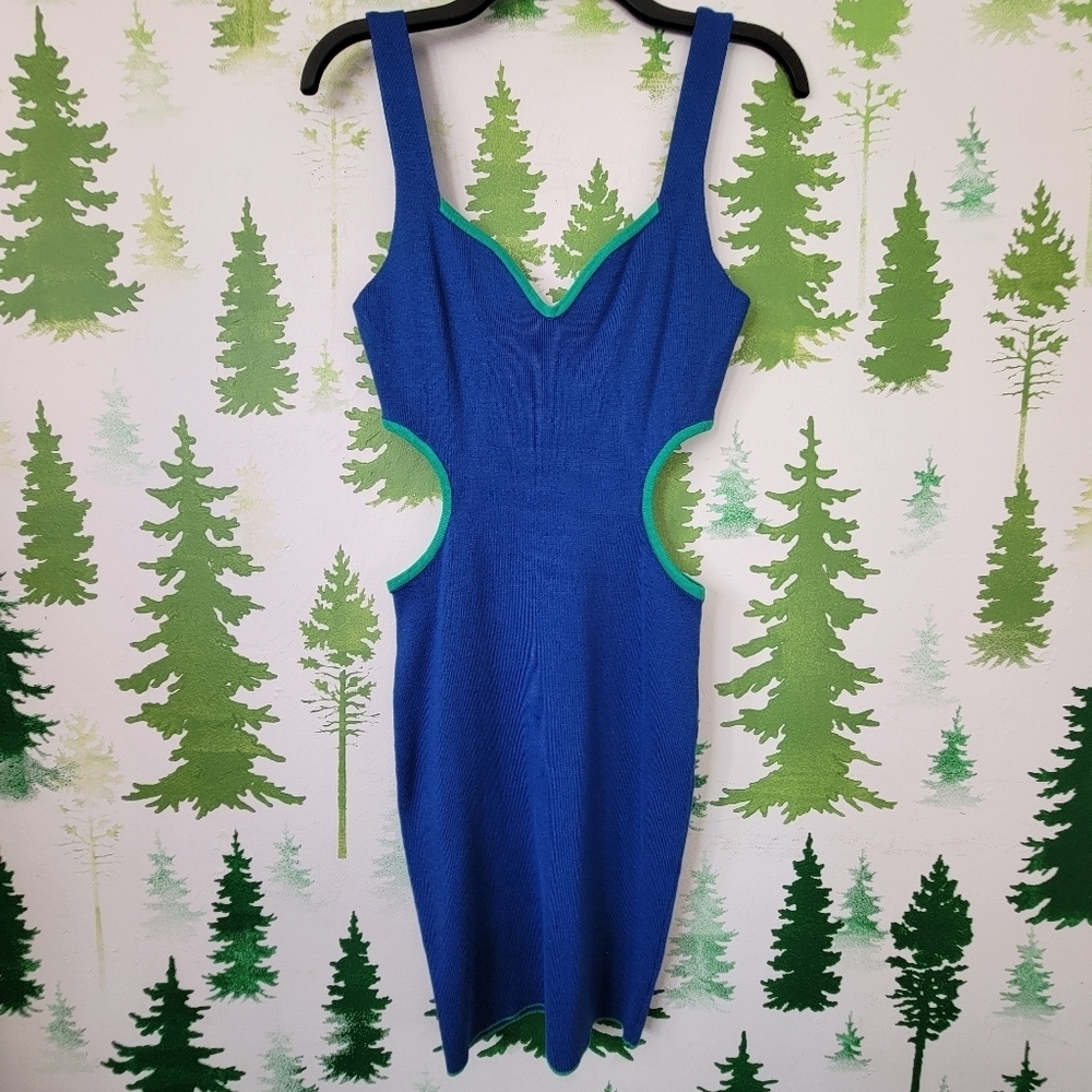 Pretty Little Thing Cobalt Knit Cutout Dress.